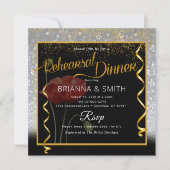 Glitter Elegant Calligraphy Rehearsal Dinner Kaart (Voorkant)