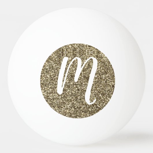 Glitter Elegant Gold en White Pingpongbal (Voorkant)