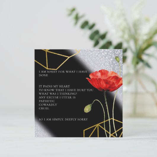 Glitter Elegant Het spijt me Kaart van excuses (Staand voorkant)