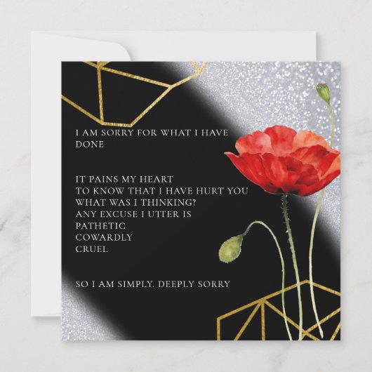 Glitter Elegant Het spijt me Kaart van excuses (Voorkant)