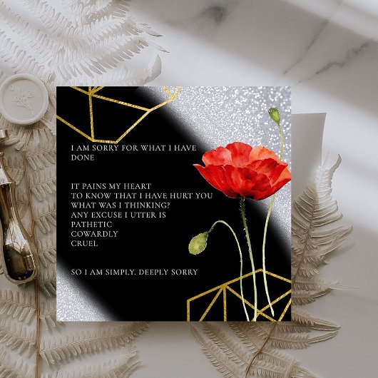 Glitter Elegant Het spijt me Kaart van excuses