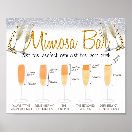 Glitter Elegant Mimosa Bar Bridal brunch Sign Poster (Voorkant)