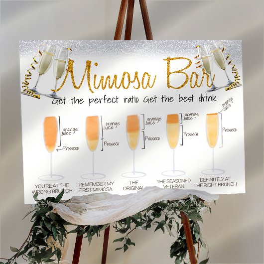 Glitter Elegant Mimosa Bar Bridal brunch Sign Poster