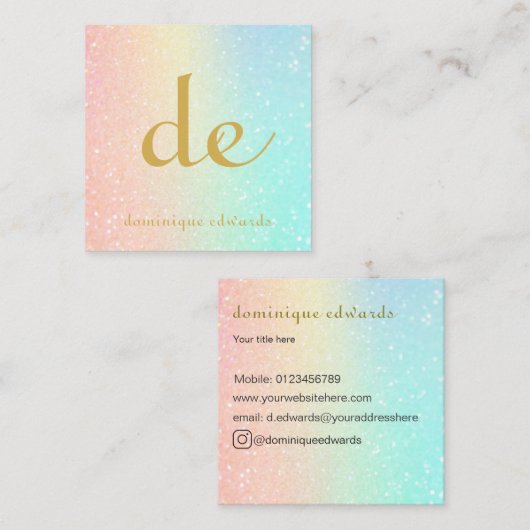 Glitter Elegant Modern Gold Cosmetics Square Vierkante Visitekaartje (Voorkant / Achterkant)