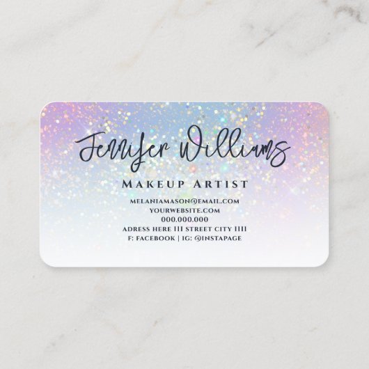 Glitter Elegant Sparkles Beauty Glam Visitekaartje (Achterkant)