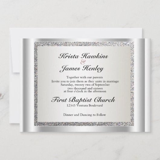 Glitter Elegant Wedding Invitation Kaart (Achterkant)