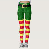 Glitter Elf met kerstrood Geel Leggings (Voorkant)
