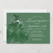 Glitter Emerald Green Silver Dress Quinceanera Kaart (Voorkant)