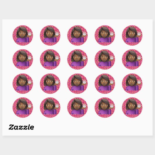 Glitter Emoji Meisje Sticker (Vel)
