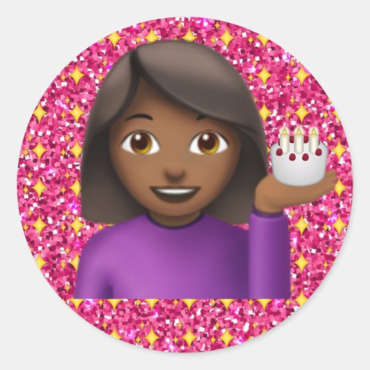 Glitter Emoji Meisje Sticker (Voorkant)