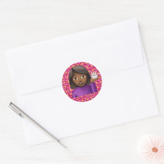 Glitter Emoji Meisje Sticker (Envelop)