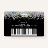 Glitter Employee Photo Name Barcode Badge (Achterkant)