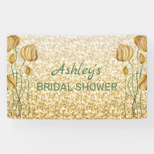 Glitter en Abstracte bloemen Spandoek (Horizontaal)