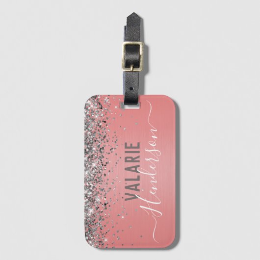 Glitter en Bagagelabel van geborsteld metaal (Voorkant (verticaal))