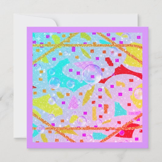 GLITTER EN BELLEN ONTWERP PASTELS KUNST SAVE THE DATE (Voorkant)