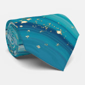 Glitter en blauwe marmer Stropdas (Opgerold)