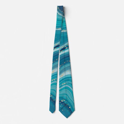 Glitter en blauwe marmer Stropdas (Achterkant)