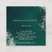 Glitter en Blauwgroen Beauty Stylist Vierkante Visitekaartje (Achterkant)