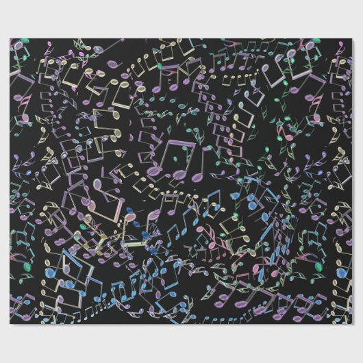 Glitter en Bling Rainbow Musical Notes Cadeaupapier (Vlak)