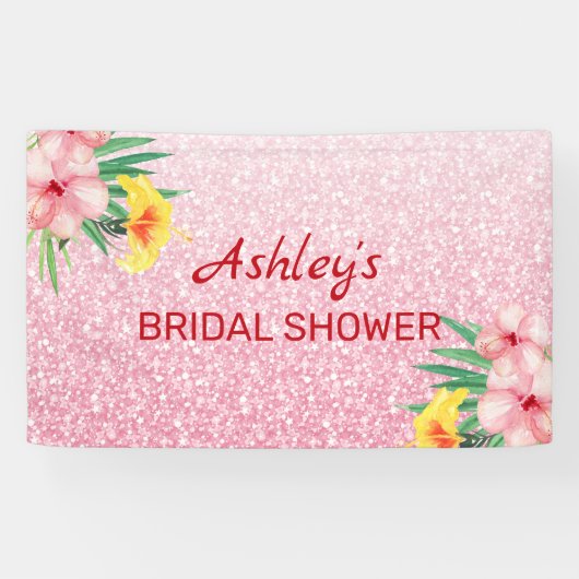 Glitter en bloemen spandoek (Horizontaal)