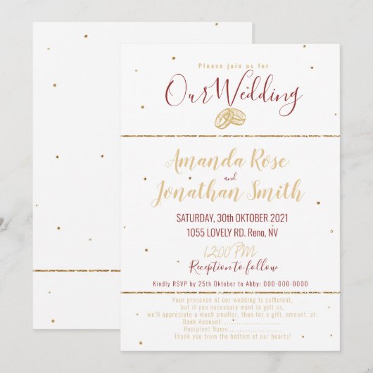 Glitter en Bourgogne, uitnodiging voor het trekken (Voorkant / Achterkant)