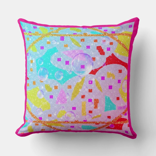 GLITTER EN BUBBELS DESIGN PASTELS ART KUSSEN (Voorkant)