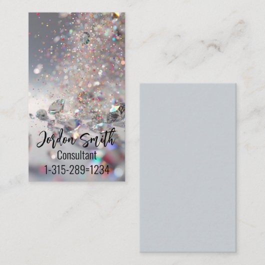 Glitter en diamanten visitekaartje (Voorkant / Achterkant)