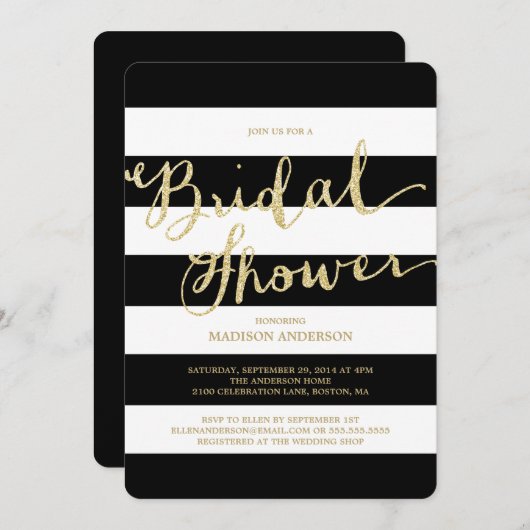 Glitter en Glam | Bridal Shower-uitnodiging Kaart (Voorkant / Achterkant)