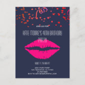 Glitter- en Glam-Confetti en -lips op zwart Uitnodiging Briefkaart (Voorkant)