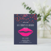 Glitter- en Glam-Confetti en -lips op zwart Uitnodiging Briefkaart (Staand voorkant)
