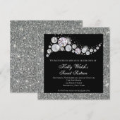 Glitter en Glam Diamond Sweet 16 Uitnodiging (Voorkant / Achterkant)