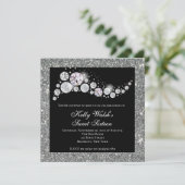 Glitter en Glam Diamond Sweet 16 Uitnodiging (Staand voorkant)