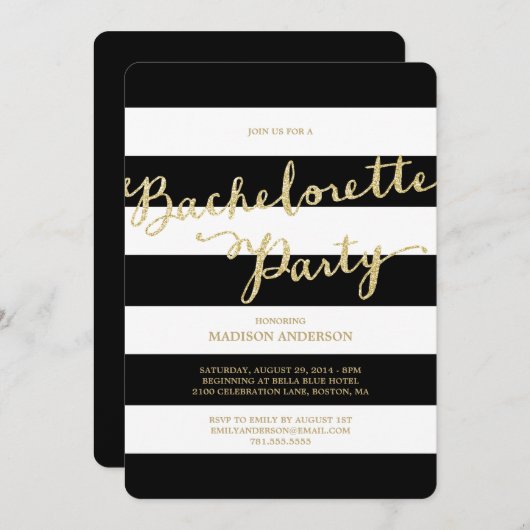 Glitter en Glam | Uitnodiging Bachelorette (Voorkant / Achterkant)