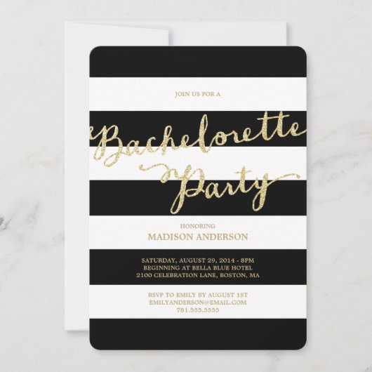 Glitter en Glam | Uitnodiging Bachelorette (Voorkant)