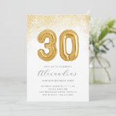 Glitter en Goud Vrouwen 30e Verjaardag Ballon Kaart (Staand voorkant)