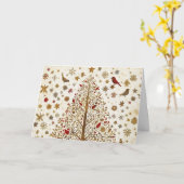 Glitter en goudfolie kerstboom kunst kaart (Gele Bloem)