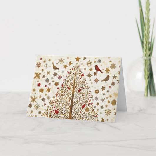 Glitter en goudfolie kerstboom kunst kaart (Voorkant)