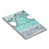 Glitter en Harten Bling Monogram Naam 2024 Notitieboek (Rechterzijde)