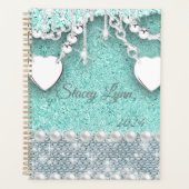 Glitter en Harten Bling Monogram Naam 2024 Planner (Voorkant)