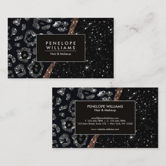 Glitter en Leopard Print Visitekaartje (Voorkant / Achterkant)