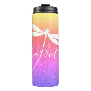 glitter en libel gepersonaliseerd thermosbeker
