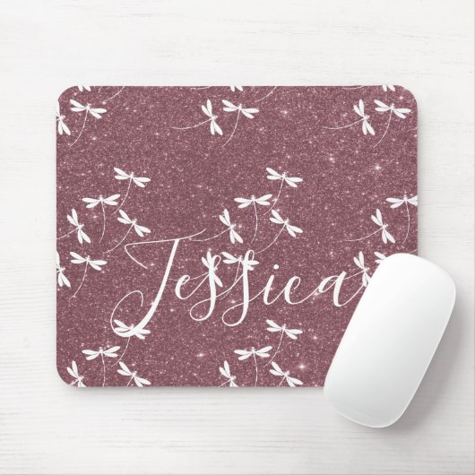 Glitter en libellen gepersonaliseerd muismat (Met muis)