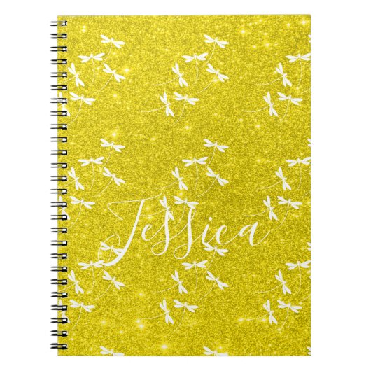 Glitter en libellen gepersonaliseerd notitieboek (Voorkant)