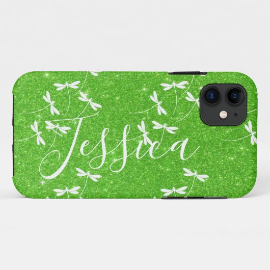 Glitter en libellen gepersonaliseerde  Case-Mate i iPhone Case (Achterkant (horizontaal))