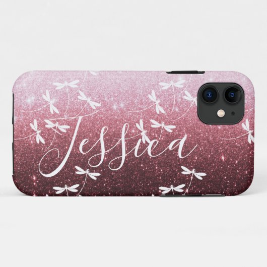Glitter en libellen gepersonaliseerde Case-Mate iP iPhone Case (Achterkant (horizontaal))