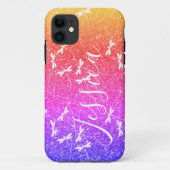 Glitter en libellen gepersonaliseerde Case-Mate iP iPhone Case (Achterkant)