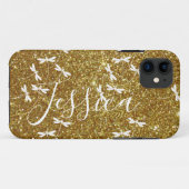 Glitter en libellen gepersonaliseerde Hoesje-Mate  Case-Mate iPhone Case (Achterkant (horizontaal))