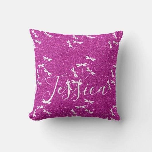 Glitter en libellen gepersonaliseerde kussensloop kussen (Voorkant)