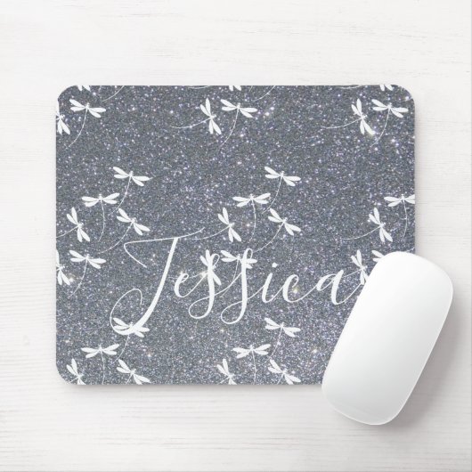 Glitter en libellen gepersonaliseerde muismat (Met muis)
