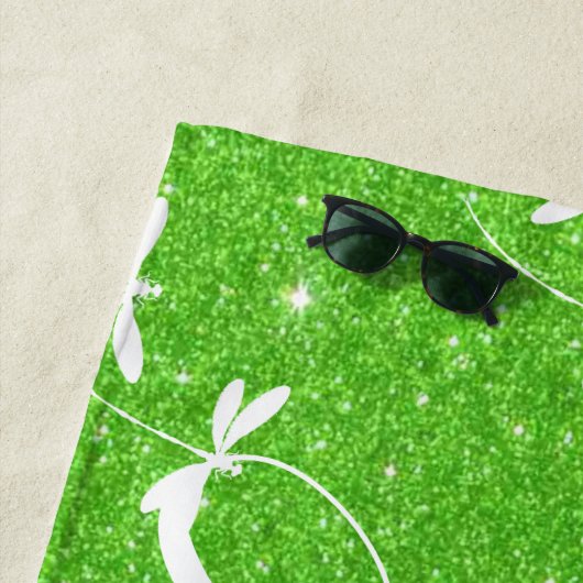 Glitter en libellen gepersonaliseerde strandhanddo strandlaken (In situ)